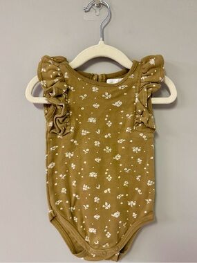 Jamie Kay Olive Green Floral Ruffle Sleeve Bodysuit